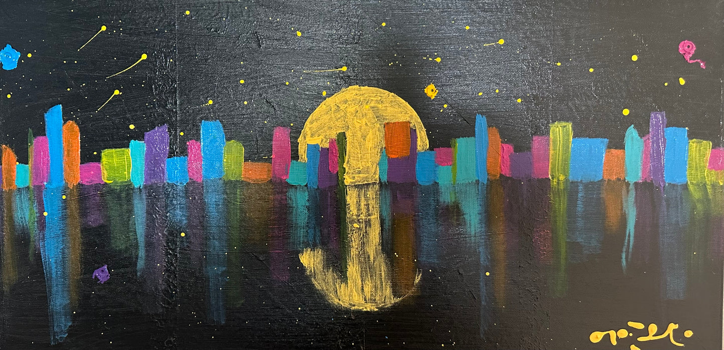 River City at Night - 24"x12"