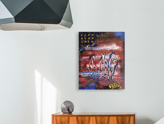 'Merica' 16x20" painting by Holly K Fine Art in hallway setting