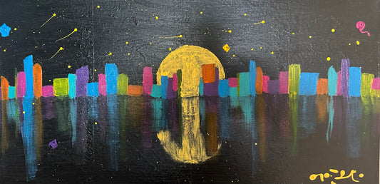 River City at Night - 24"x12"