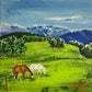 Serenity - Two Horses Grazing - 8"x8"